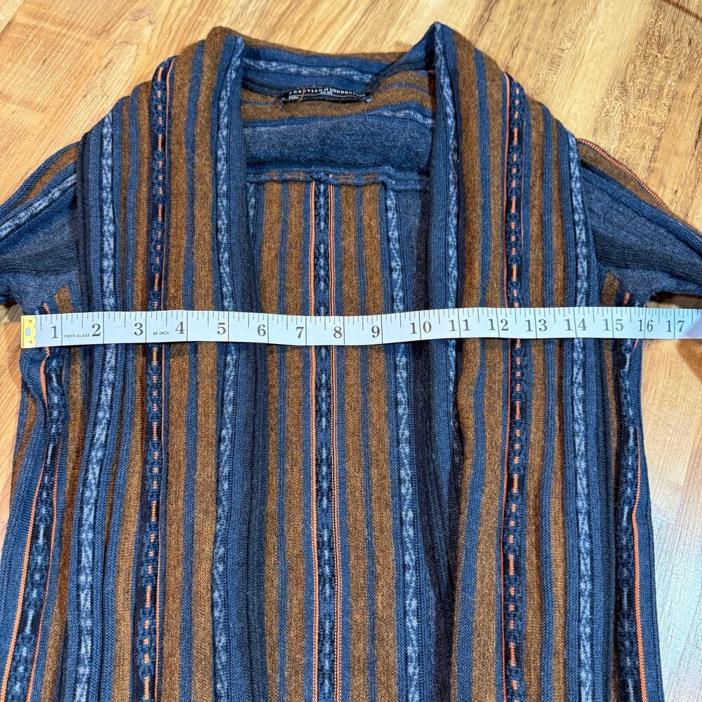 Peruvian Connection Carabaya Striped Aztec Southwest Boho Wool Blend Cardigan M - Picture 5 of 5